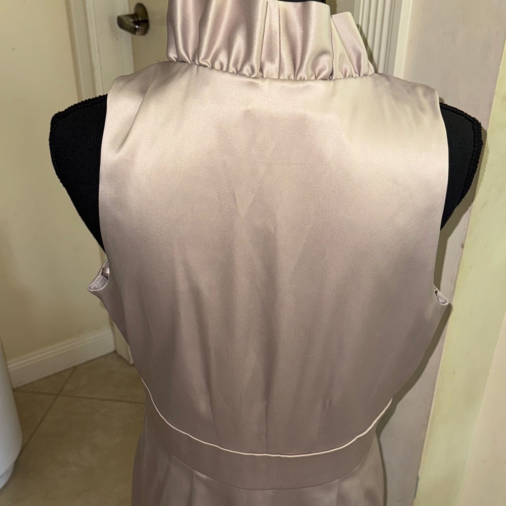 NWT Just Taylor Elegant Sleeveless Ruffle Neck Dress - beige size 12 - Picture 5 of 8